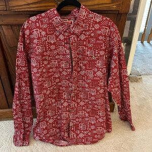 Wrangler Red Patterned Casual Button Down Shirt